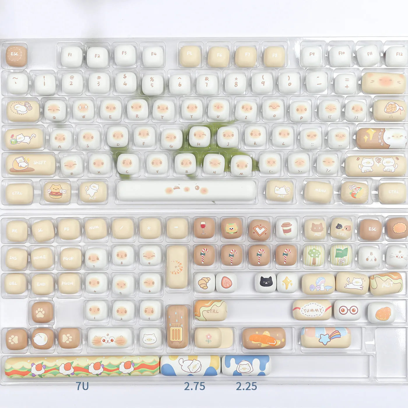 Steamed bread cat design mechanical keyboard keycap set with PBT construction and dye sublimation printing
