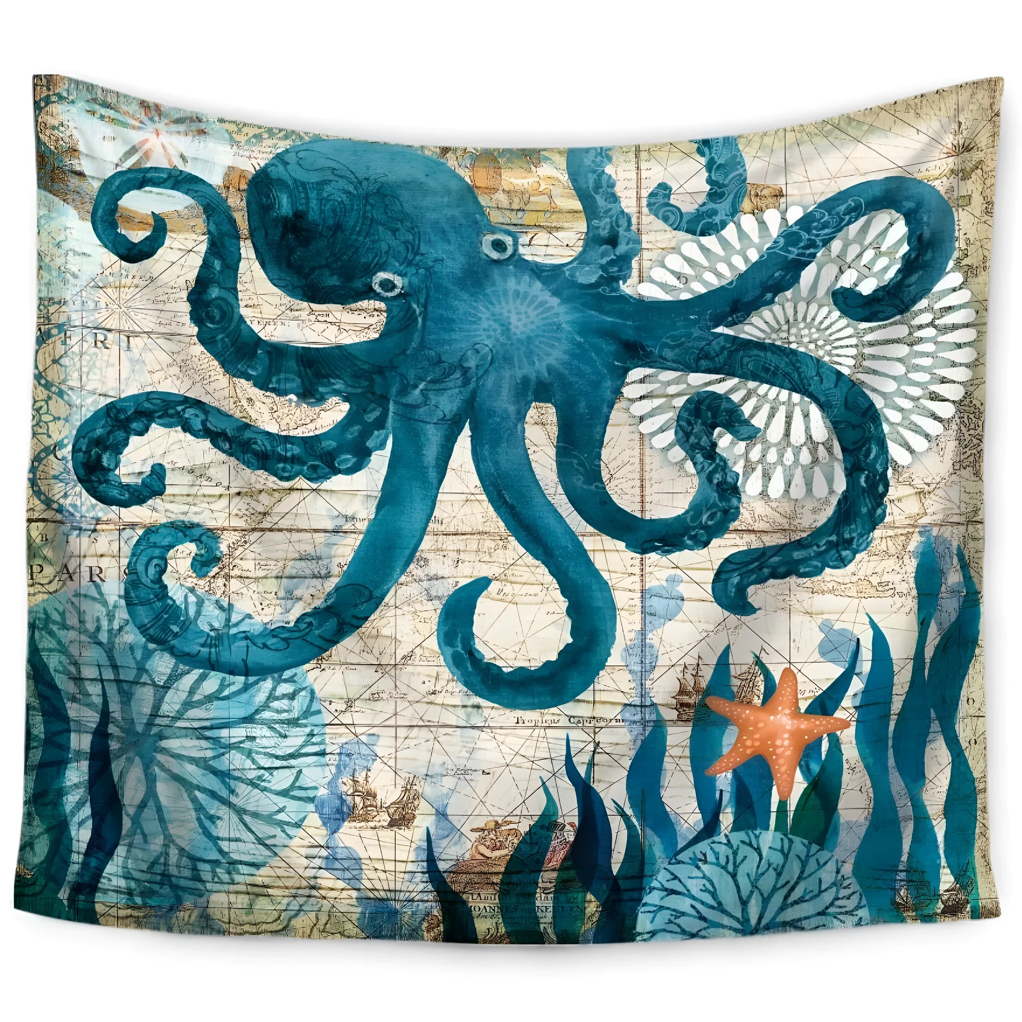 Home printing tapestry in octopus design made of 100% polyester in 150x230cm size