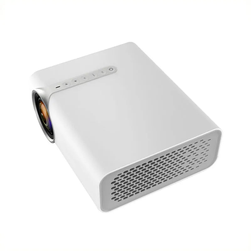 Black YG530 mini wireless mobile phone projector showing a projected image on a wall.