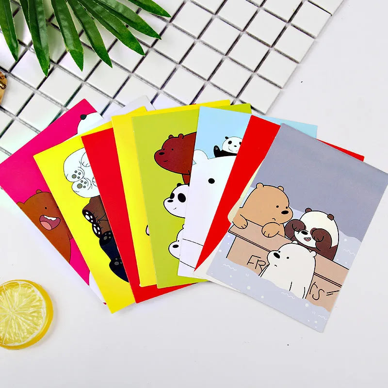Nine postcards with retro Paris Tower minimalist cartoon illustrations in Japanese style