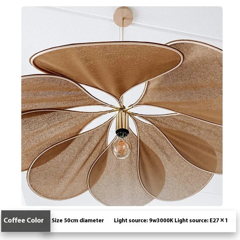 Bohemian cloth-craft hanging ceiling chandelier lamp in a choice of colours and large diameters.