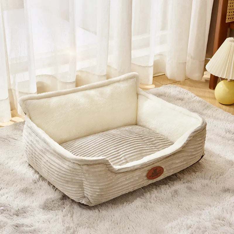 Universal kennel for small medium dogs with removable washable cover in Coffee colour on soft cushion