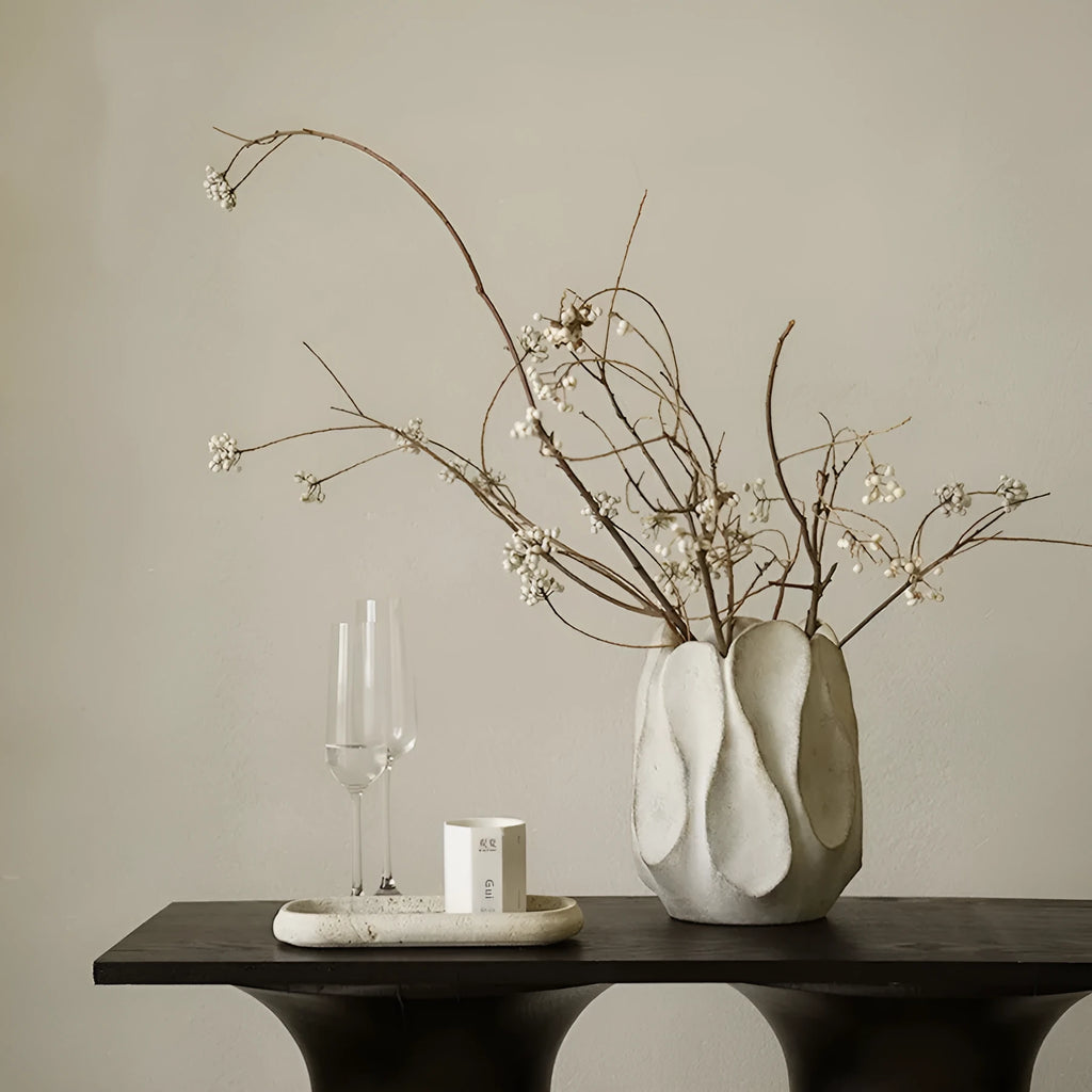 Irregular ceramic art vase in high and low style options for flower arrangements