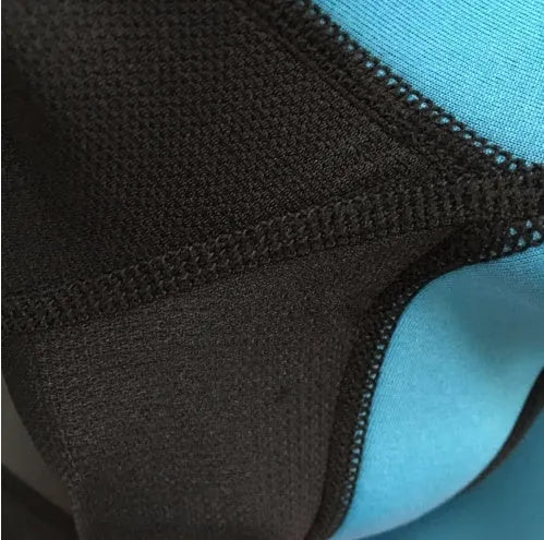 Women's sports shapewear body corset in blue and black colour, neoprene and nylon fabric, fitness body shaper with waist support