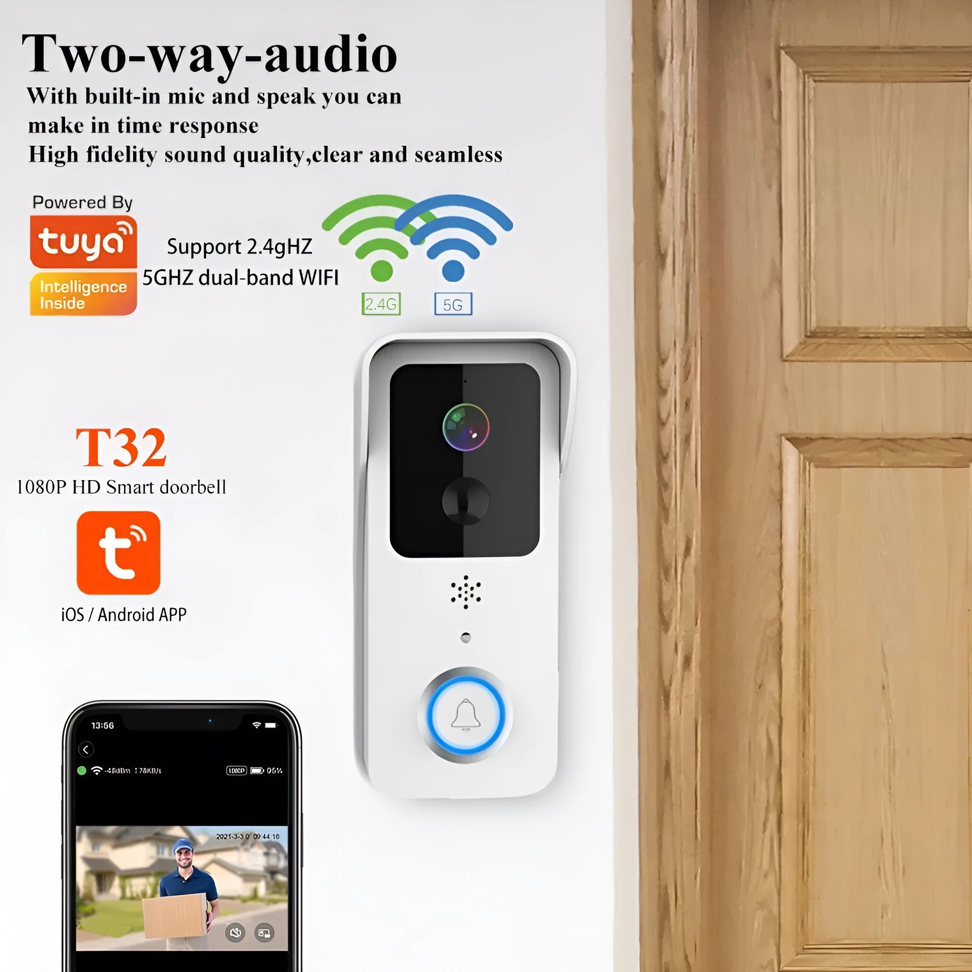 Smart home waterproof HD visual doorbell for outdoor security