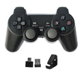 Classic black 2.4GHz wireless gamepad with USB receiver and bracket for Android TV, PC, and PS3