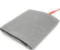 Gray magnetic car windshield cover for sun, snow, frost, and ice protection on a car
