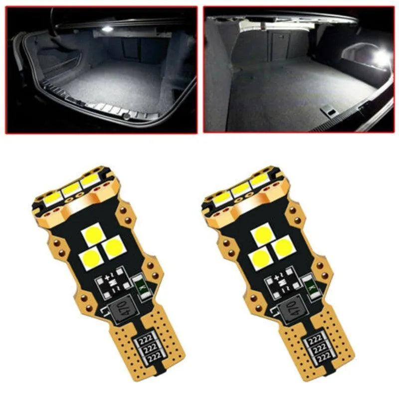 T15 automotive reverse light bulb with white housing and 6000K colour temperature for vehicle applications