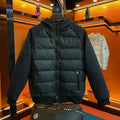 Men's winter casual thick slim-fit warm hooded cotton coat in solid black