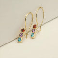 Sterling silver 925 earrings with yellow gold electroplating and colourful crystals for women