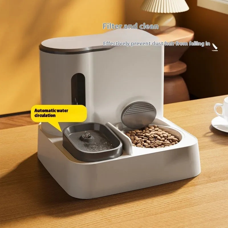 Automatic cat feeder water dispenser with integrated double bowl in multiple colour options