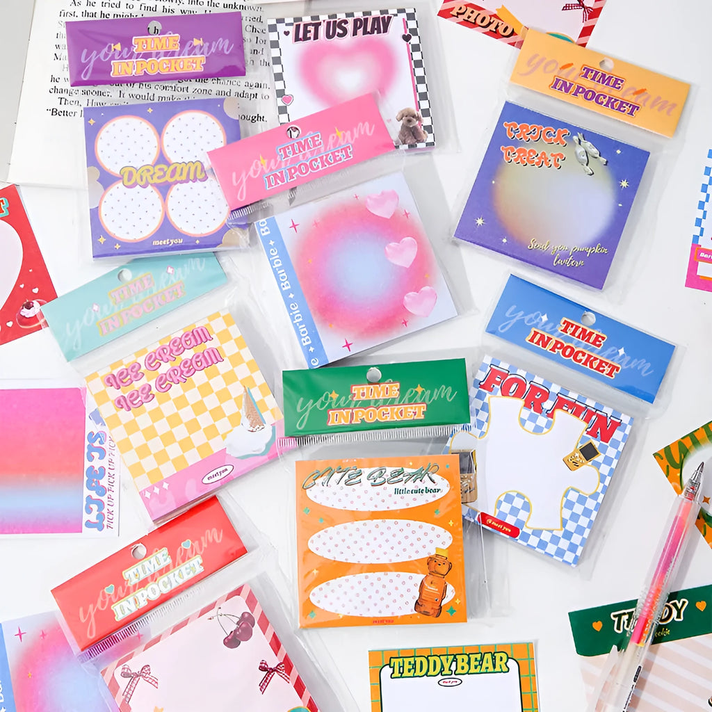 Time Series Korean note paper pad with 90 sheets, rectangle shape, and colourful cover options