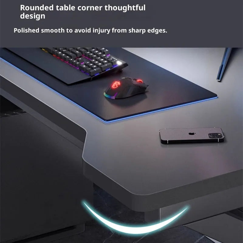 Black carbon fiber surface computer desk, single table, 100x60 cm to 160x70 cm size options, modern simple style for home office
