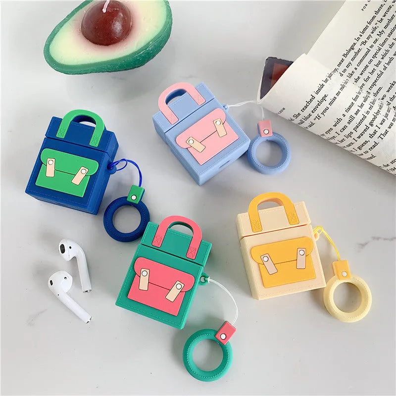 Silicone earphone protective sleeve for AirPods 1 and 2 with hanging ring in green colour