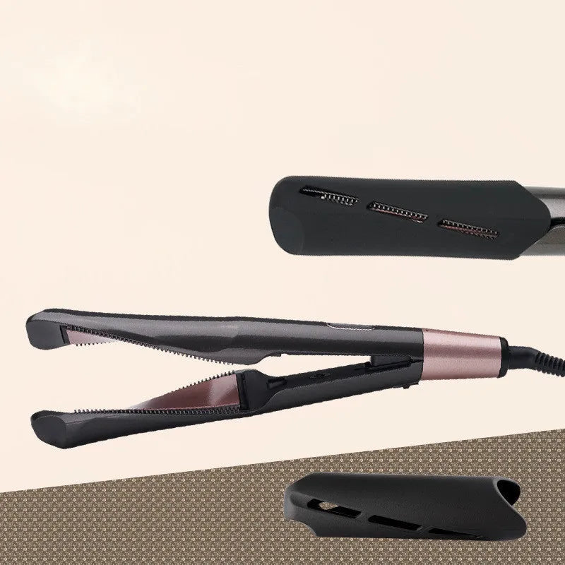 2-in-1 professional hair straightener and hair crimper with LCD screen and adjustable temperature dial in black finish
