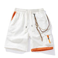 Men's plus size straight-leg sports shorts in bamboo fabric, shown in coffee colour
