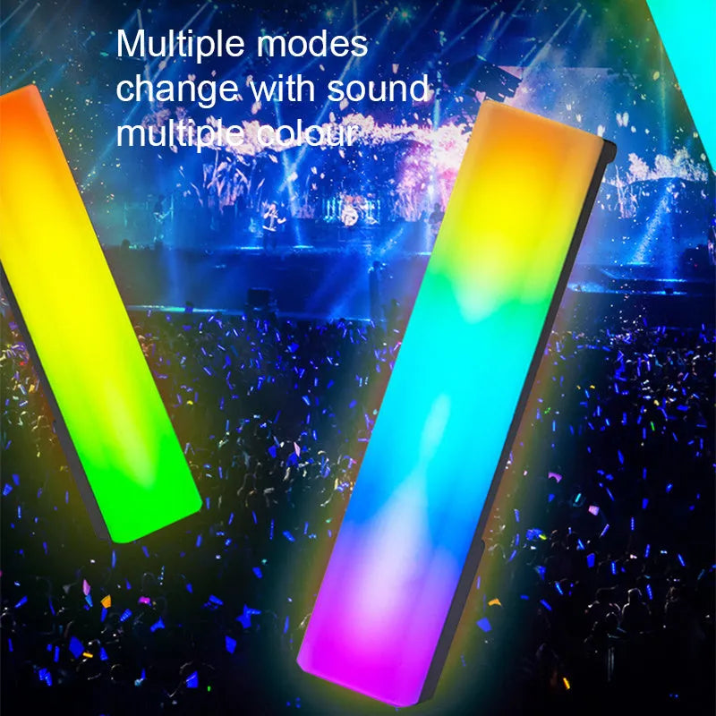 3D RGB desktop ambiance lamp with voice-activated rhythm lighting in black or white shell.