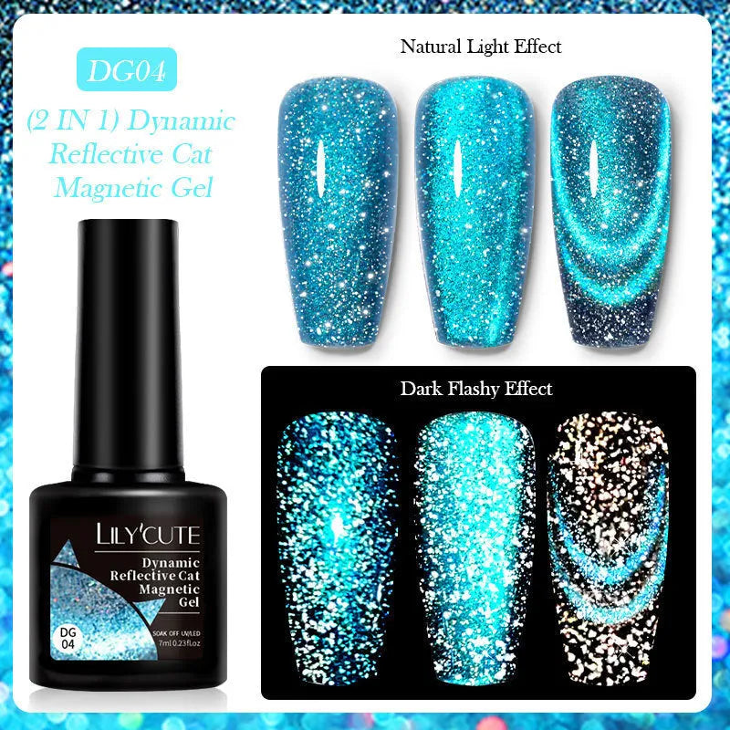 Diamond In The Debris Cat Eye Series nail polish gel in six colours with glitter fragments
