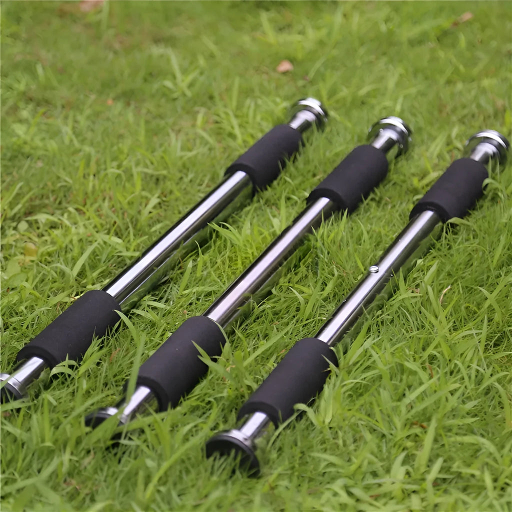 Adjustable steel pull-up bar with parallel grips extended to show 62-100cm width range