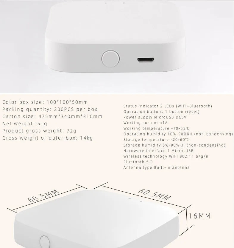 Tuya smart home gateway white Zigbee 3.0 WIFI bridge central control host with LED indicators