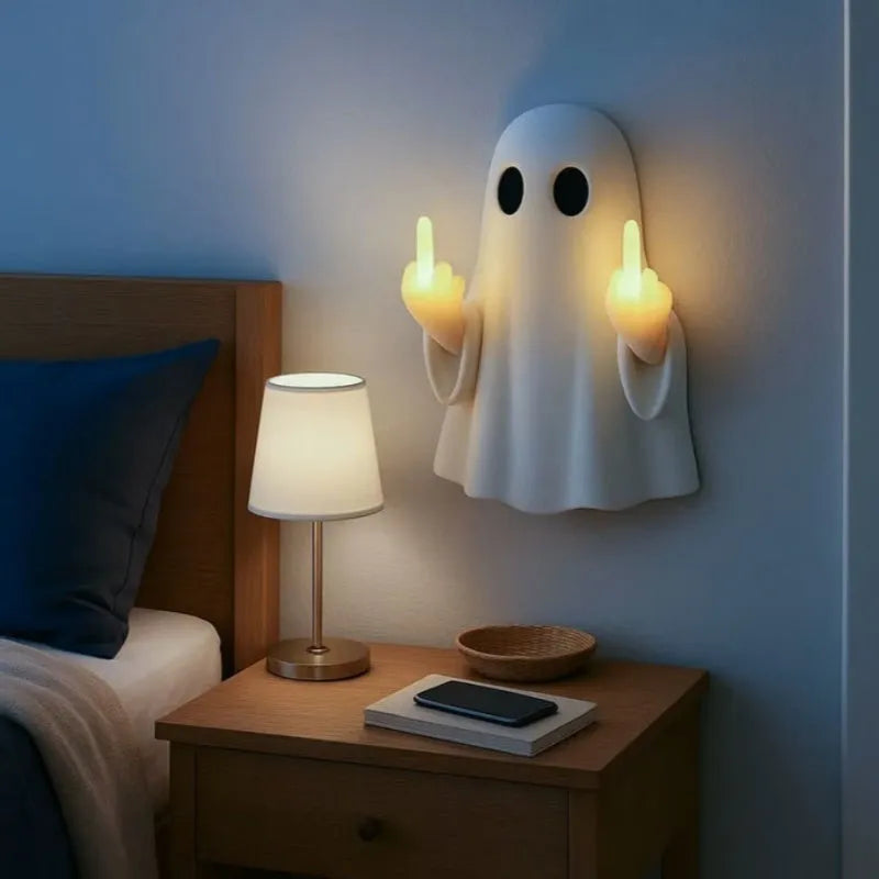 White ghost-shaped night lamp for Halloween decoration with modern design