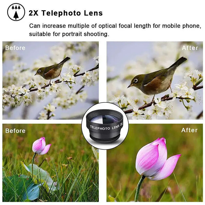 Ten-in-one external camera lens set with fisheye, wide-angle, macro and creative filters for smartphones