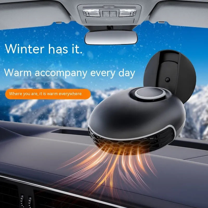 Black car warm air blower heater with power cable for 12V or 24V vehicle defrosting