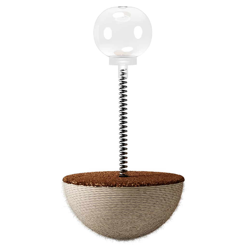 Auto-balancing cat interactive food puzzle toy in tumbler style on a floor