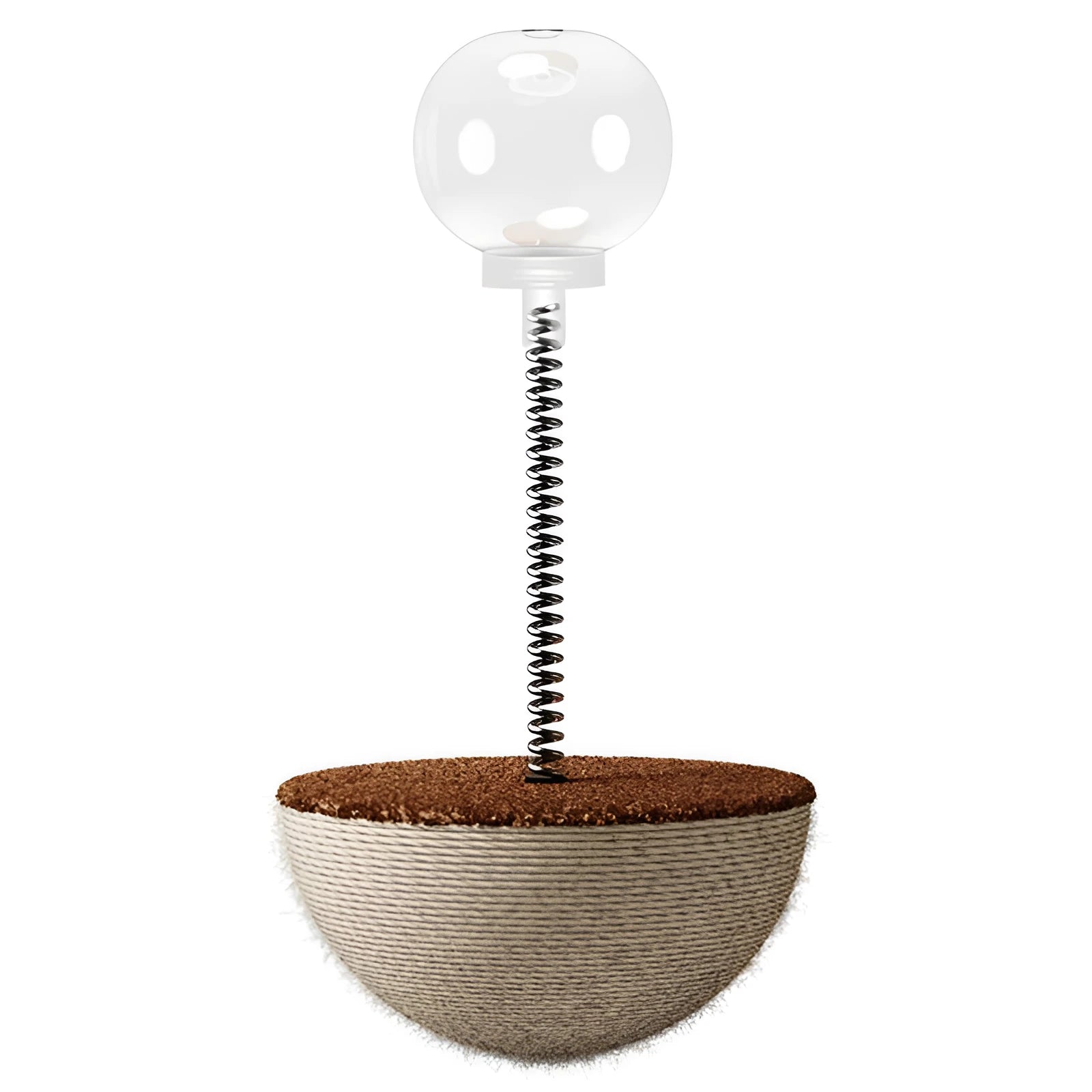 Auto-balancing cat interactive food puzzle toy in tumbler style on a floor