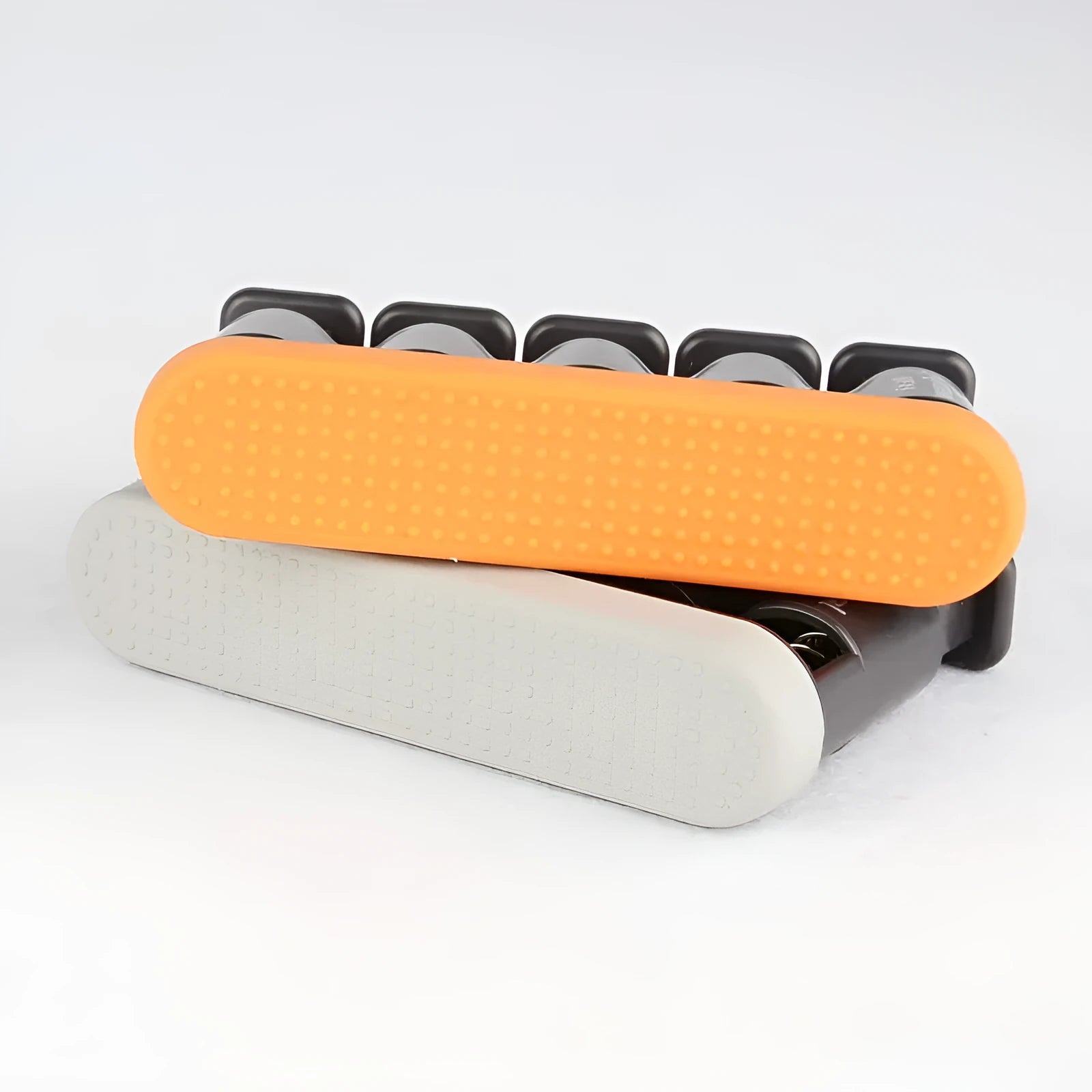 Grey and orange silicone finger trainer with climbing fingerboard design for hand muscle development