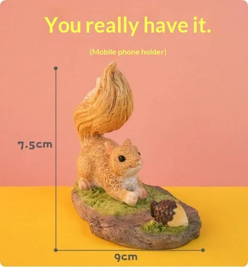 Creative desktop phone stand with animal design for bedside table TV series viewing, shown as a tabletop bracket.