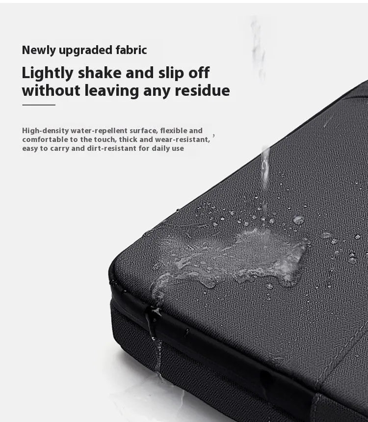 Men's 14-inch laptop protective sleeve in dark gray Oxford fabric with shoulder strap