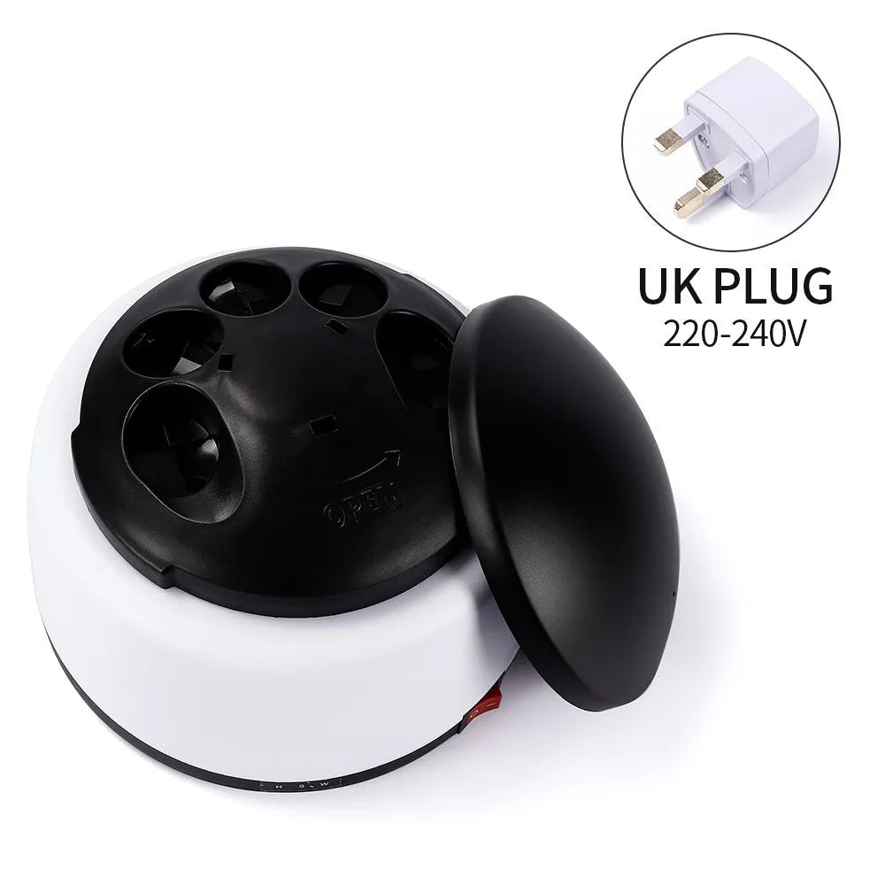 White plastic steam nail polish remover machine with dimensions 16.5 x 16.5 x 11cm
