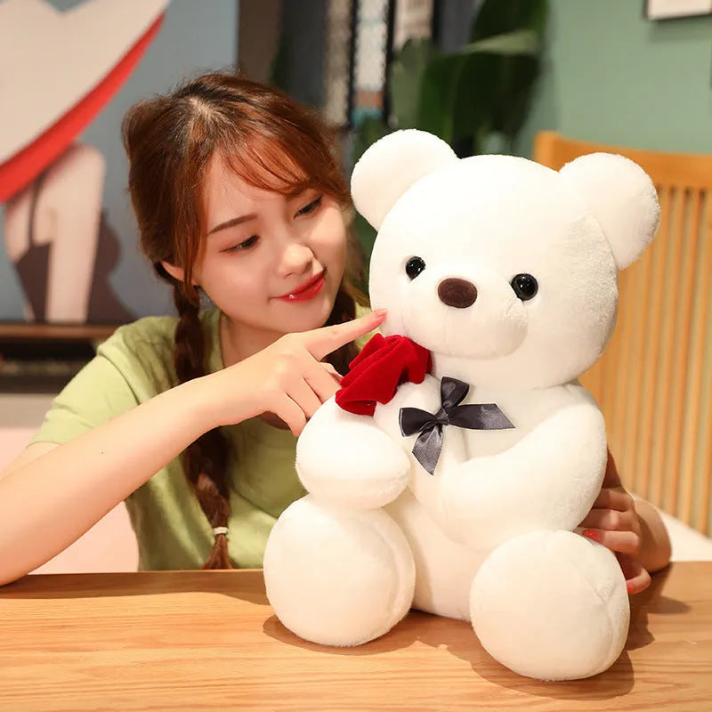 Soft plush teddy bear doll pillow in beige, brown, or grey with vivid cartoon design
