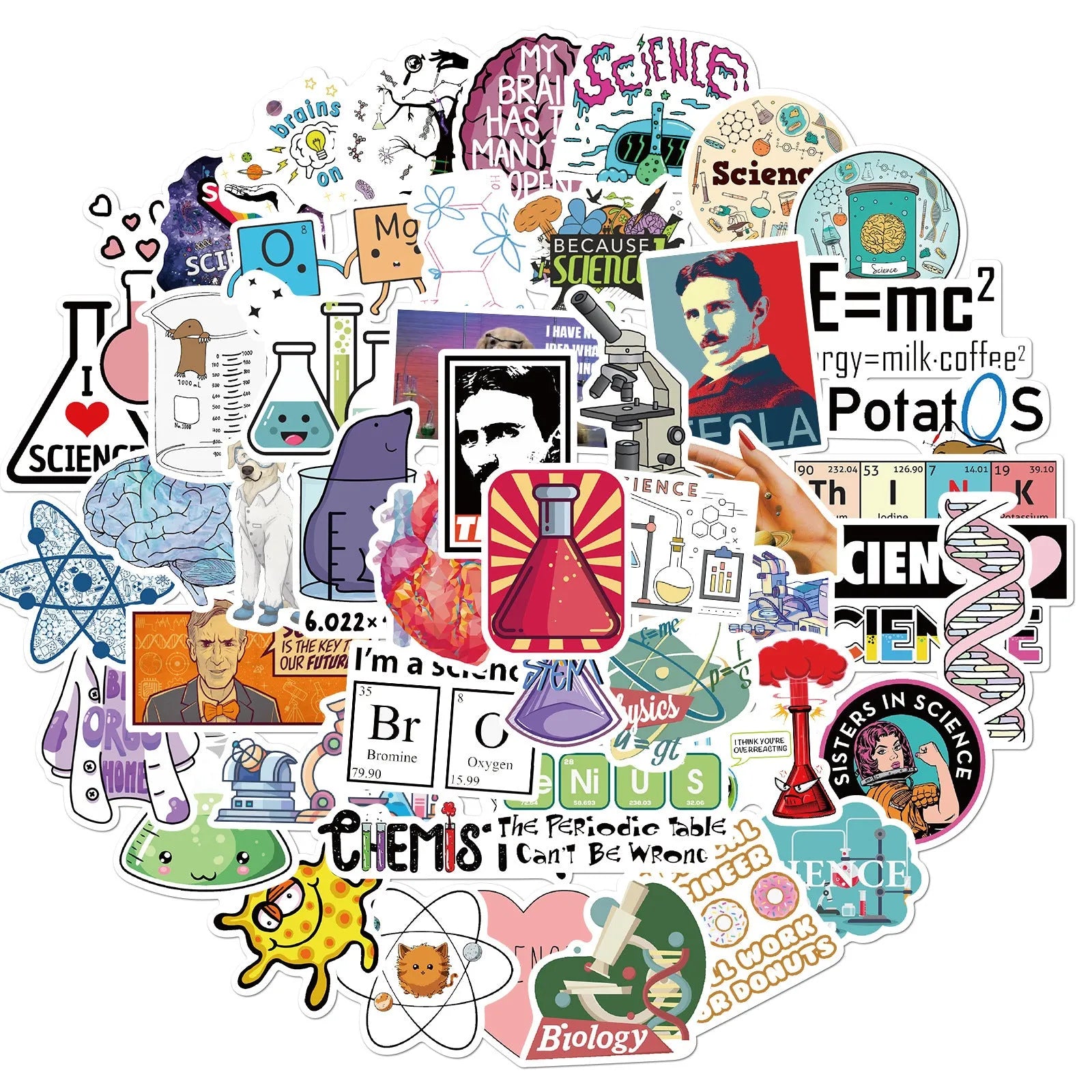 Cartoon graffiti stickers in assorted styles with waterproof matte finish, 3-6cm, 50 sheets per bag