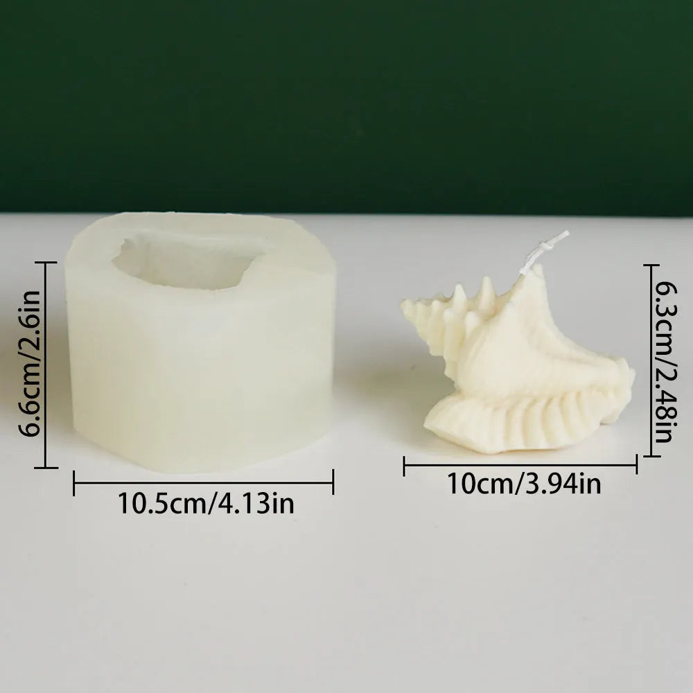 White silicone mould in simulated conch shape, irregular 3D design for resin crafts, size 10.5cm