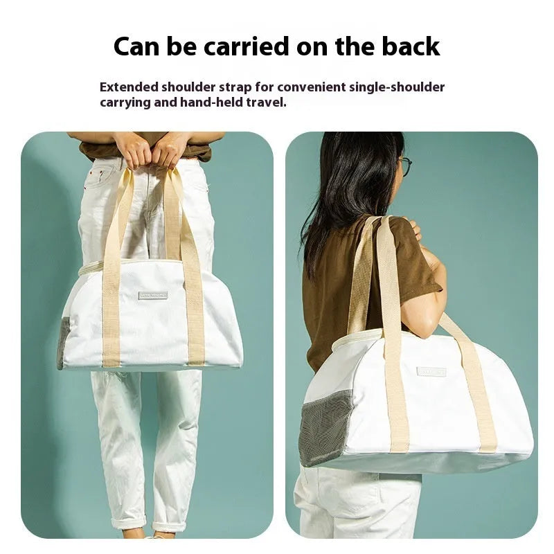One shoulder breathable cat bag in Dynamic Yellow with Oxford cloth and plaid material