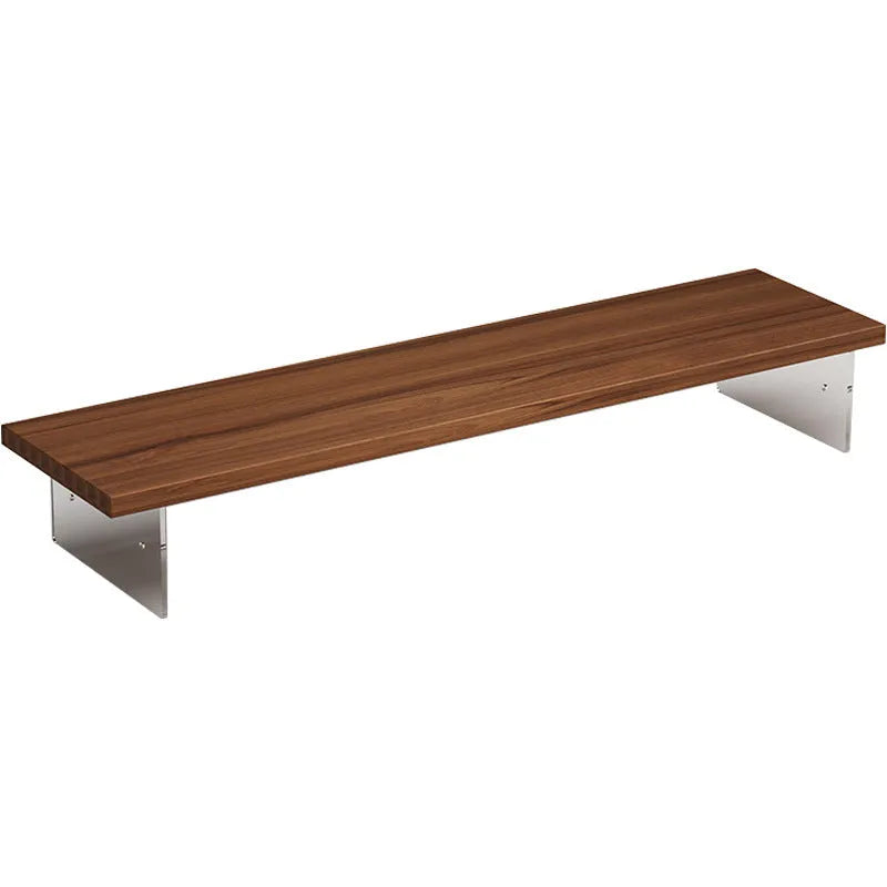 Acrylic leg computer riser desk storage rack in black with wood board, simple modern style
