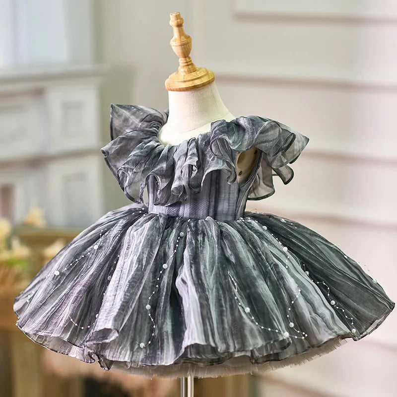 Girls birthday party dress high grade gray princess style suitable height 80-160cm