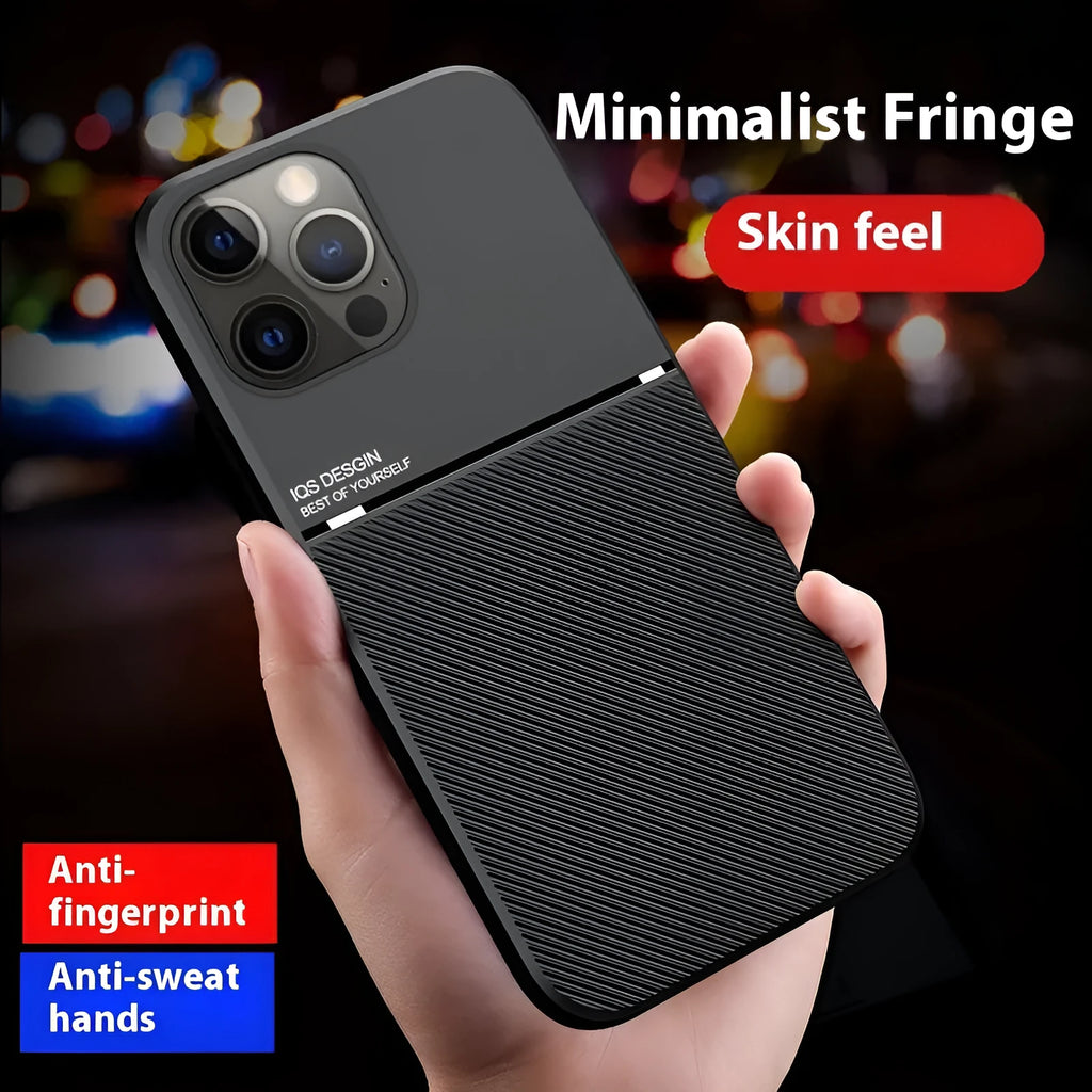 Promax textured magnetic silicone phone case for Apple iPhone 14 Pro Max in black leather-style finish