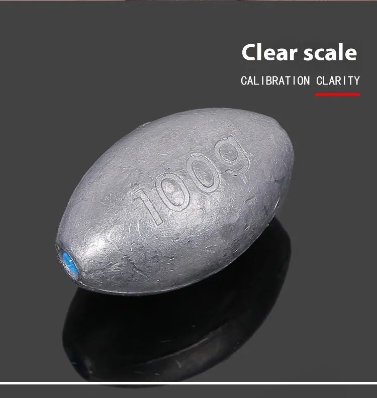 Tongxin scale pattern olive lead fishing sinker with plastic core, showing rugby shape and weight options.