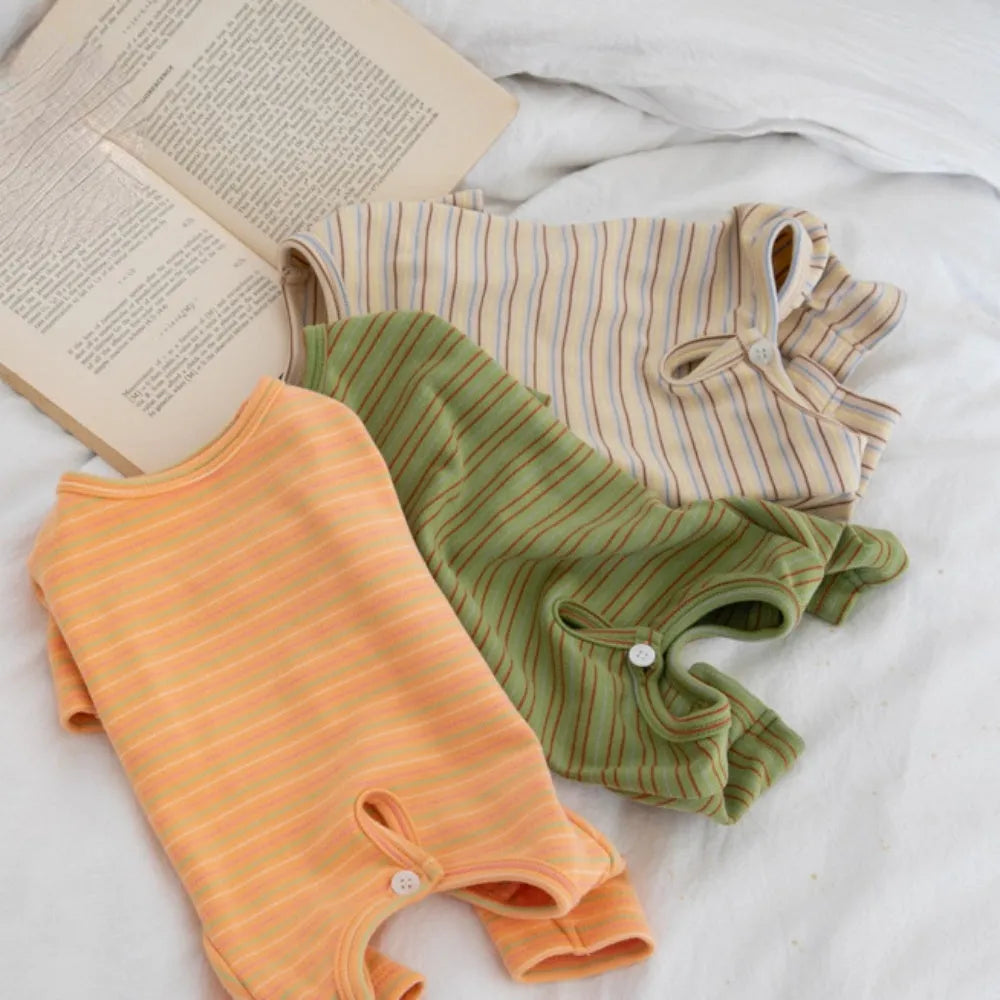 Pet dog four feet home clothing in apricot colour with fashion minimalist stripe design for small to extra large dogs