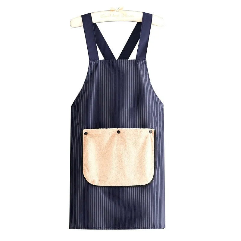 Waterproof polyester kitchen apron in multiple colour options for household cooking protection