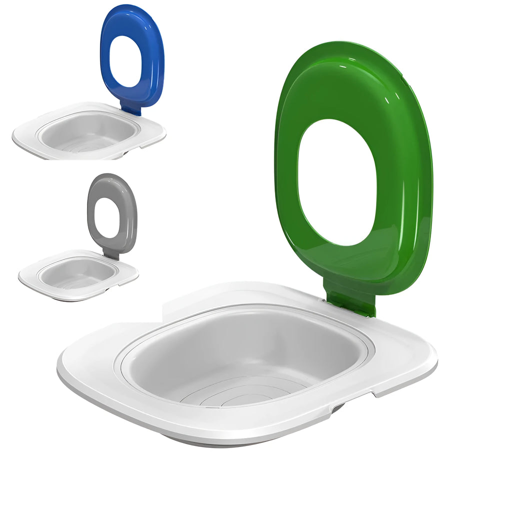 Fifth Generation cat litter training mat in ABS plastic, shown in blue, grey, and green colour options.