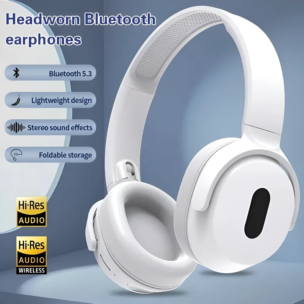 Foldable black wireless headphones Bluetooth V5.3 with mic noise cancelling over ear