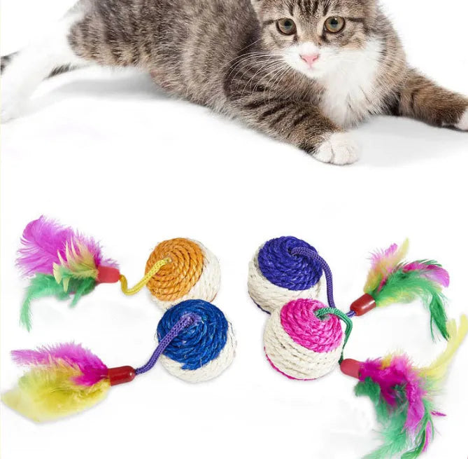 Paper sisal ball cat toy measuring 20x4.5cm for teeth grinding and claw sharpening