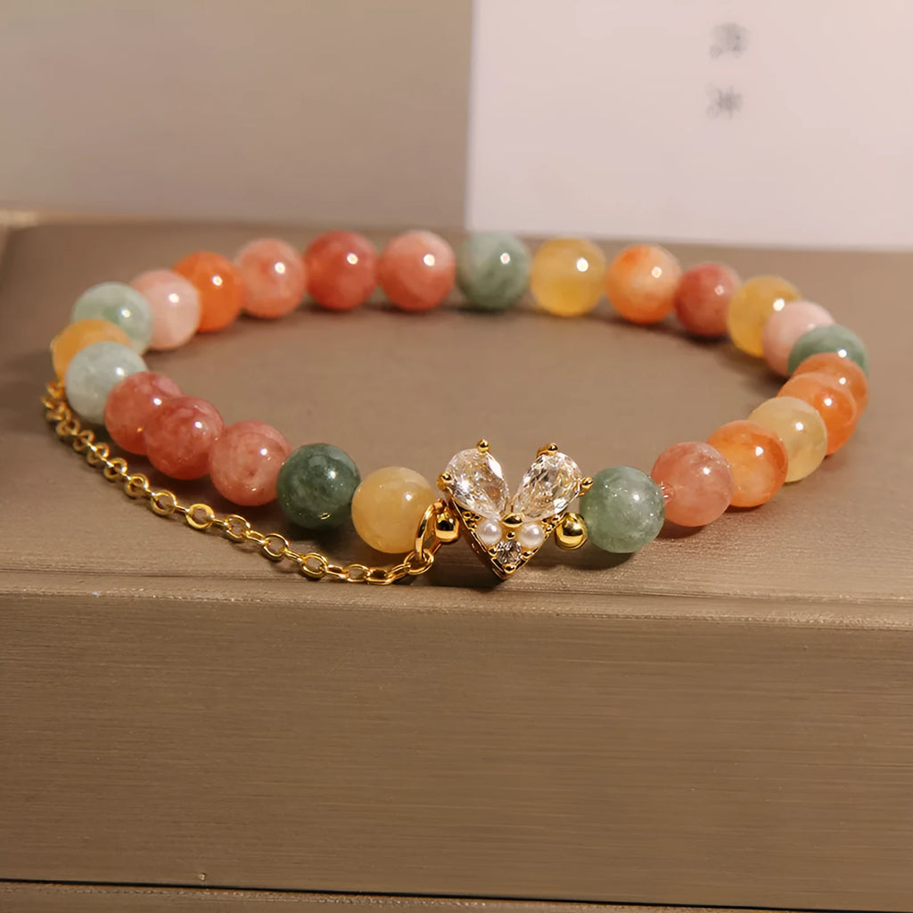 Fu Lu Shou crystal bracelet for women with V-shaped zircon detail in Ins light luxury minority style