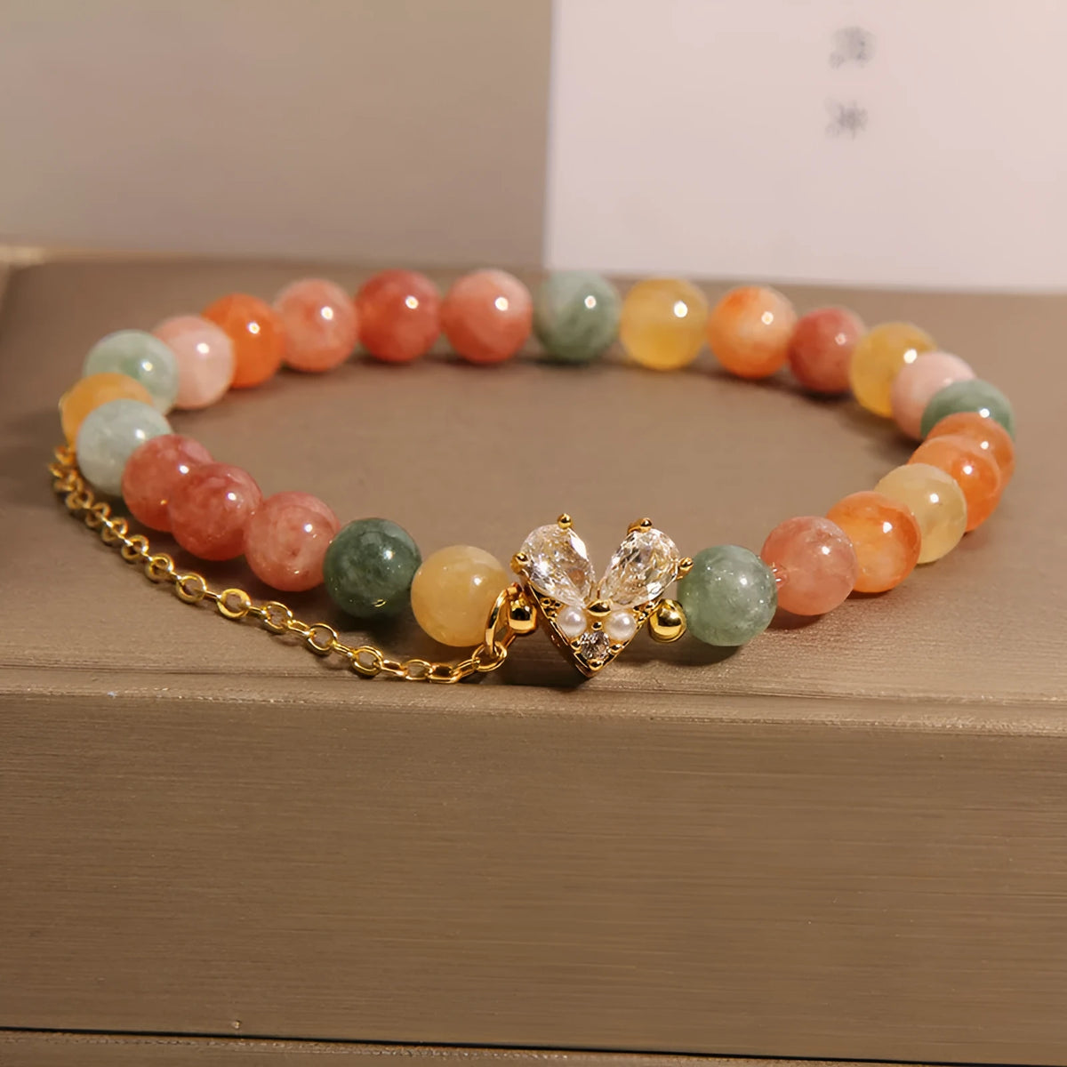 Fu Lu Shou crystal bracelet for women with V-shaped zircon detail in Ins light luxury minority style