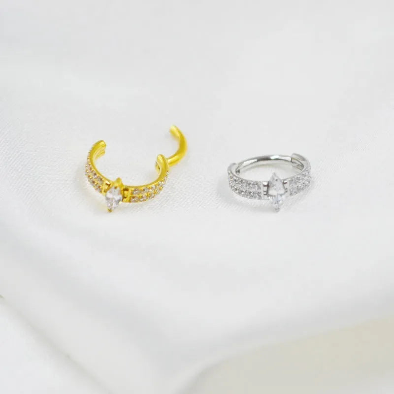 Titanium steel heart-shaped zircon earrings in gold or silver colour with 1.2x8mm measurements