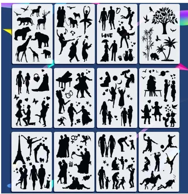White reusable stencil drawing template for easy fast patterns on paper fabric and walls